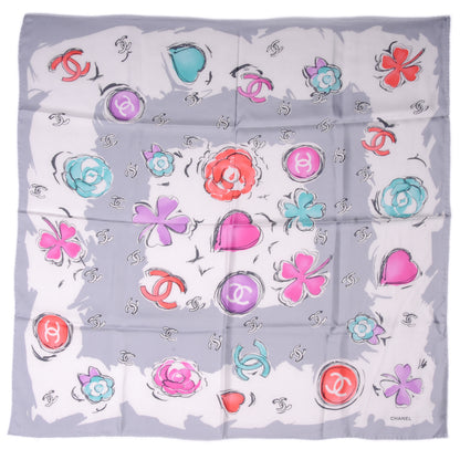 Chanel Silk CC Camellia Clover Heart Scarf 2 of 5