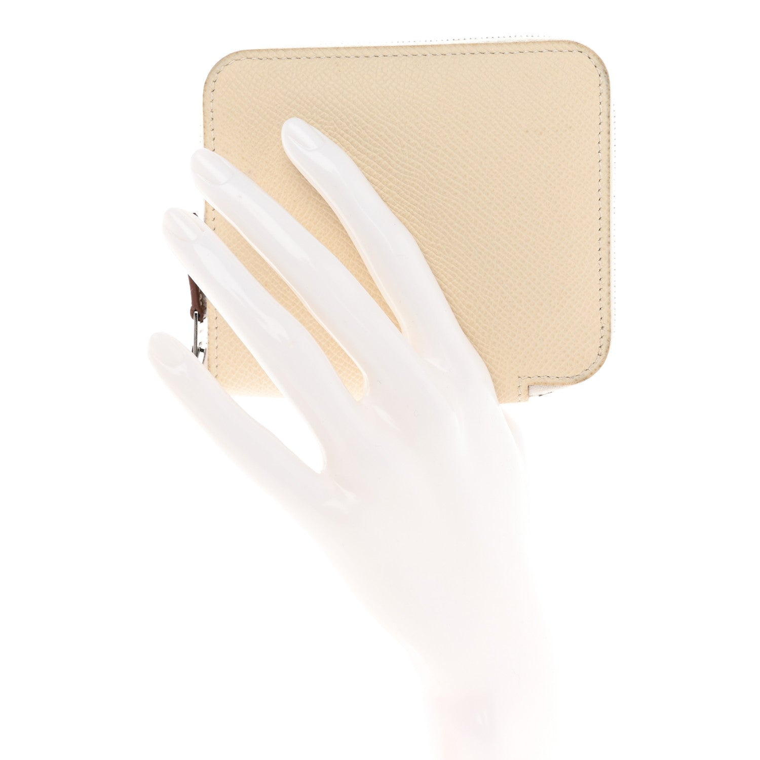 Hermes Epsom Silk'In Compact Wallet Craie Caban Jaune Ambre 2 of 12