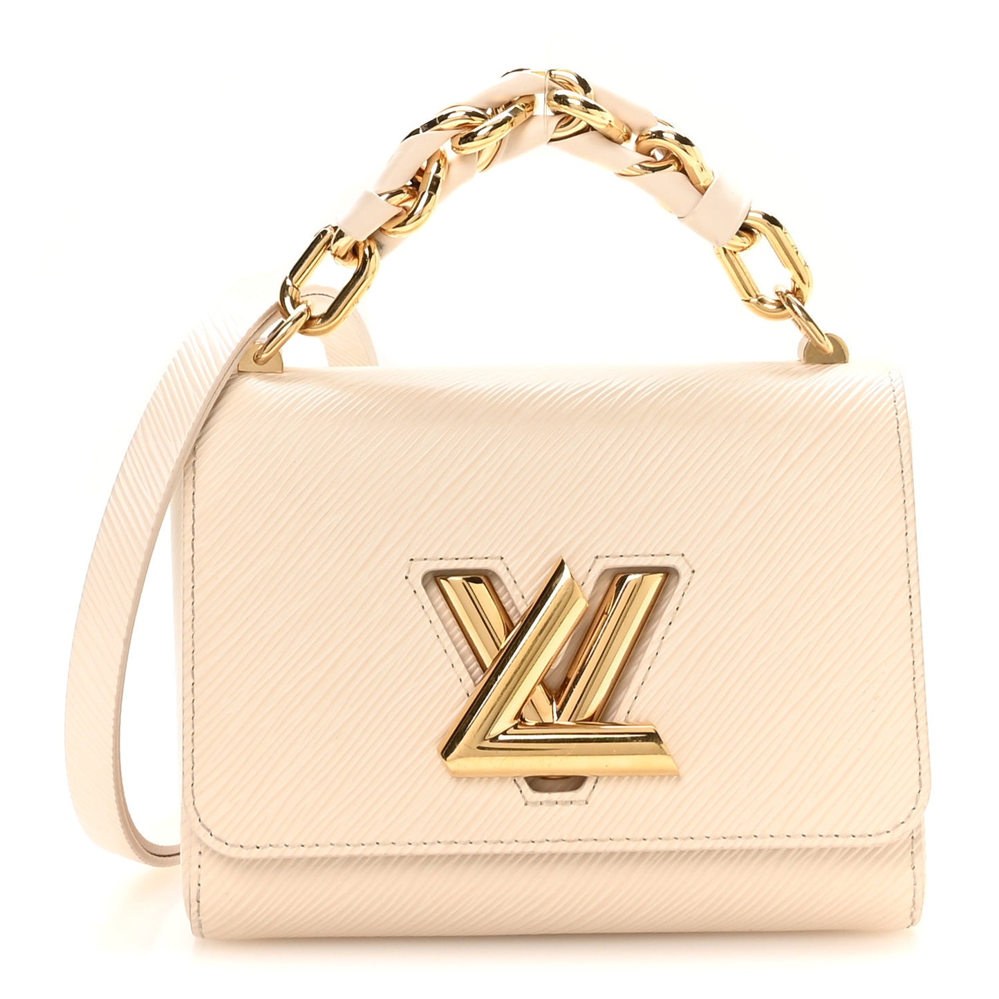 Epi Twist Braided Chain Shoulder Bag PM Quartz White