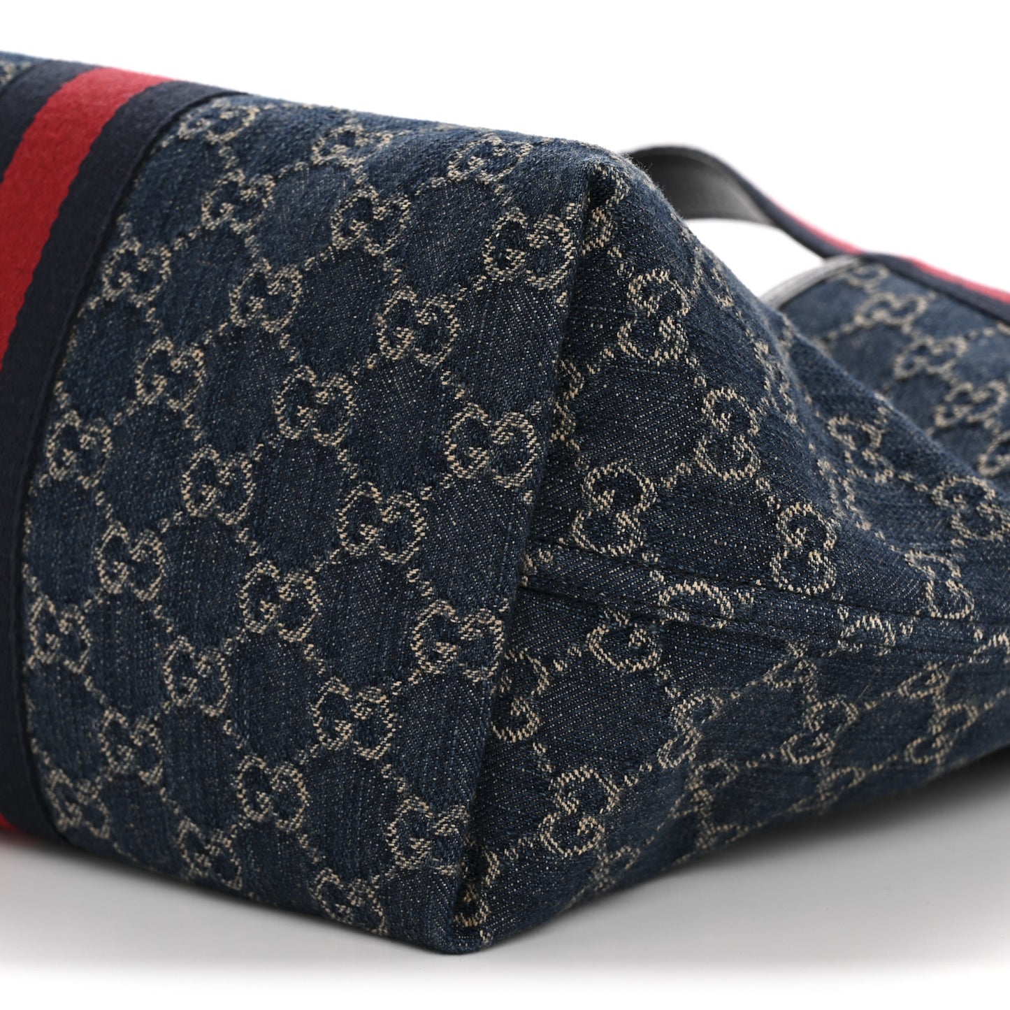 Denim GG Monogram Web Small Giglio Tote Blue White