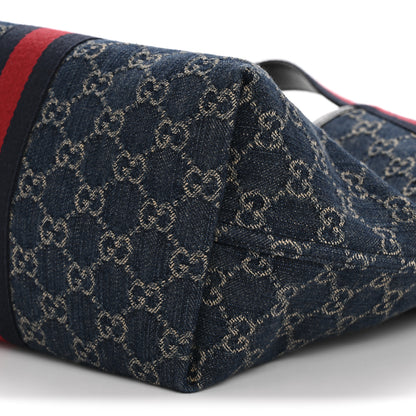 Gucci Denim GG Monogram Web Small Giglio Tote Blue White 10 of 10