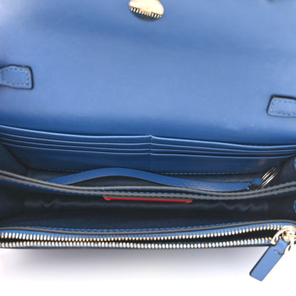 Valentino Garavani Calfskin Rockstud Flap Wallet on Chain Blue China 5 of 10