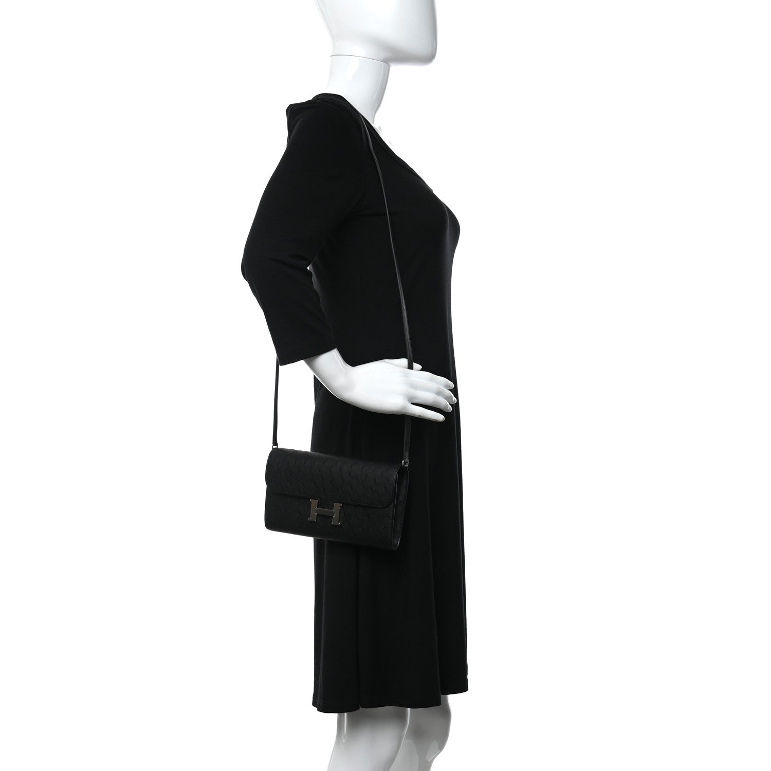 Hermes Ostrich Constance Long Wallet To Go Black 2 of 11