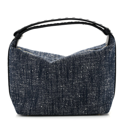 Bottega Veneta Denim Boucle Mini Wallace Navy White Space 1 of 11