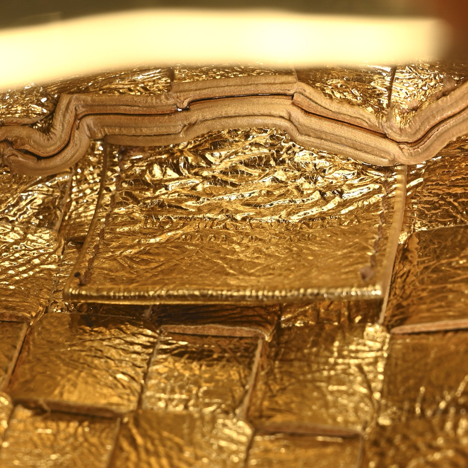 Bottega Veneta Mirror Laminated Nappa Intrecciato Mini Sardine Bag Gold 7 of 10
