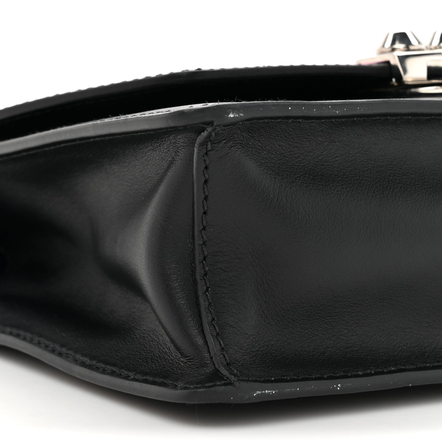 City Calfskin Saffiano Racing Logo Elektra Shoulder Bag Fuxia Black