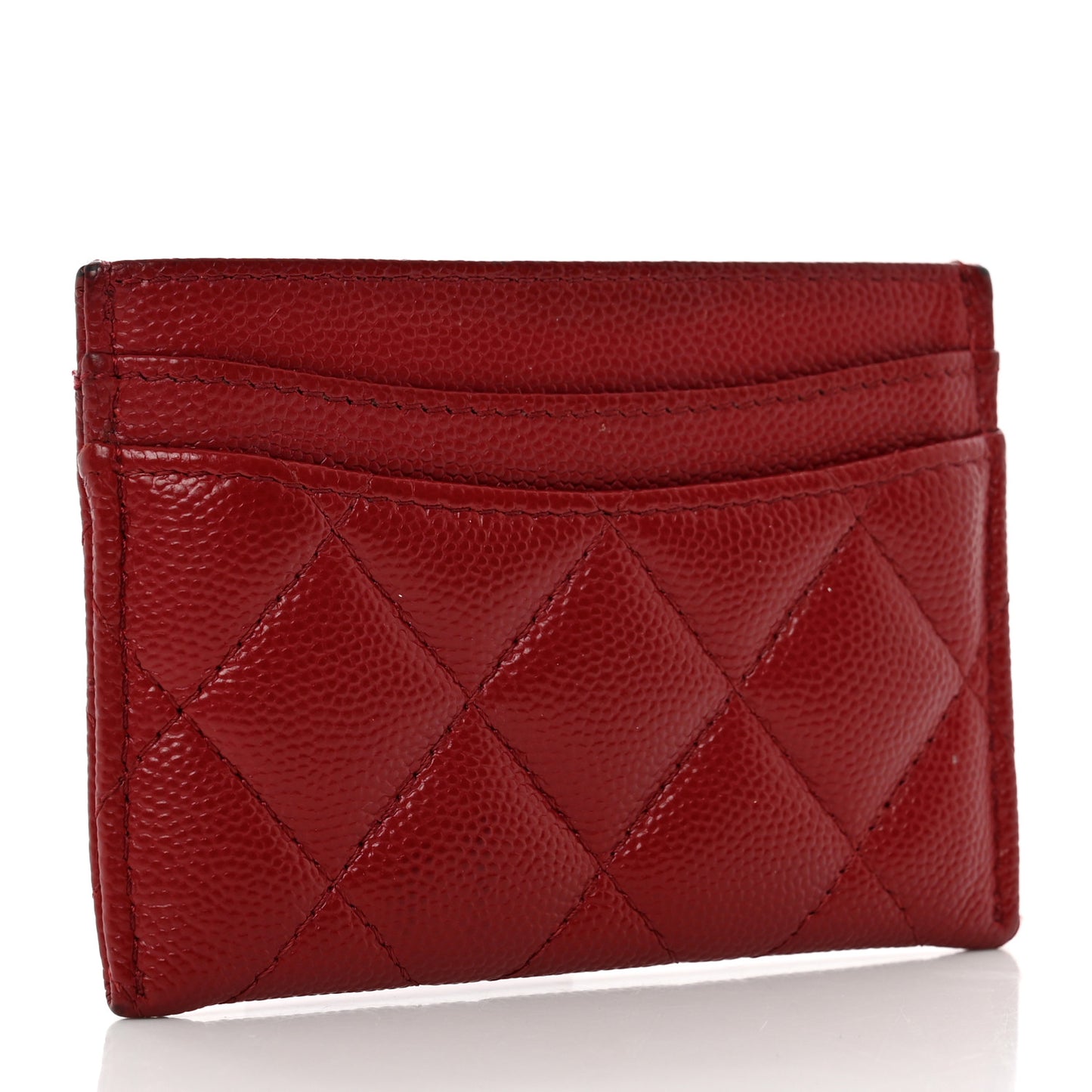 Caviar Quilted Card Holder Red