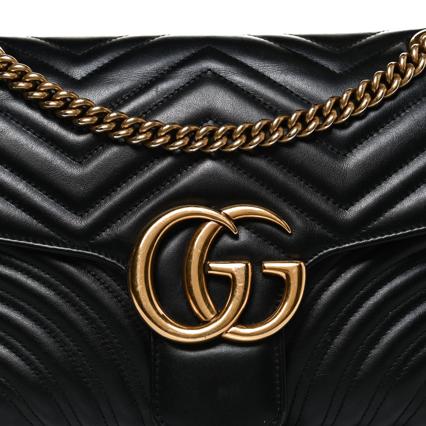 Calfskin Matelasse Medium GG Marmont Shoulder Bag Black