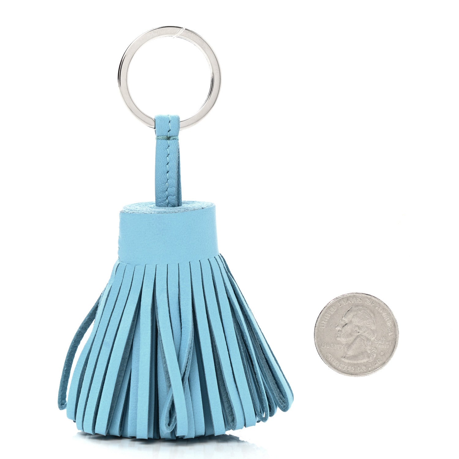 Hermes Lambskin Carmen Tassel Key Holder Celeste 2 of 4
