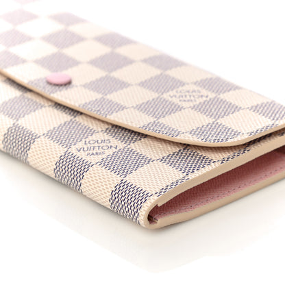 Louis Vuitton Damier Azur Emilie Wallet Rose Ballerine 10 of 12