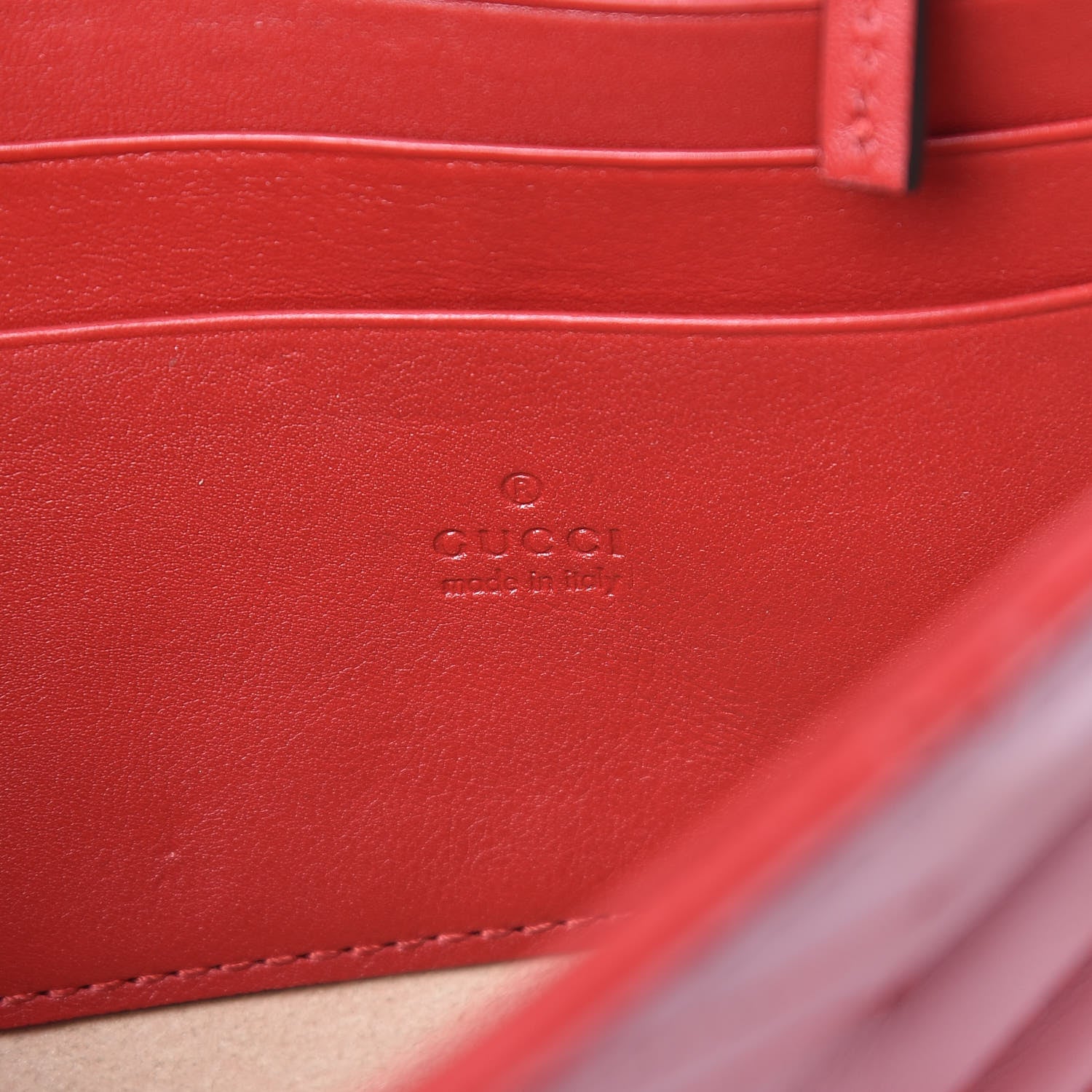Gucci Calfskin Matelasse Mini GG Marmont Chain Wallet Hibiscus Red 6 of 16