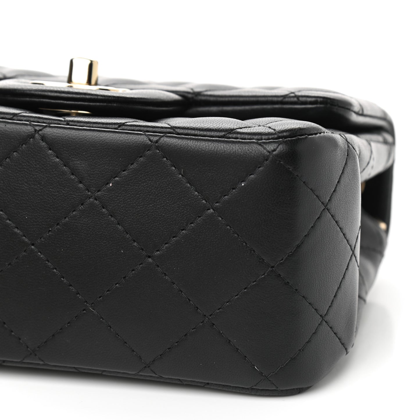 Lambskin Quilted Mini Square Flap Black