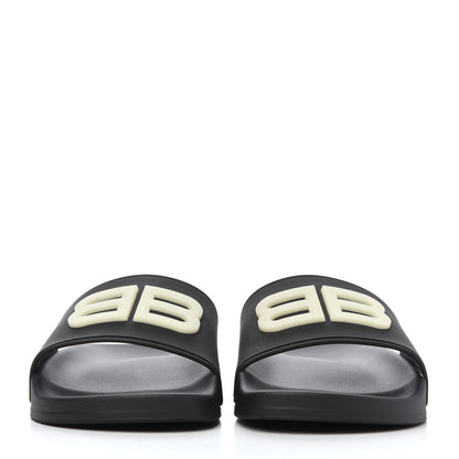 Balenciaga Rubber Womens BB Pool Slide Sandals 39 Black 2 of 9