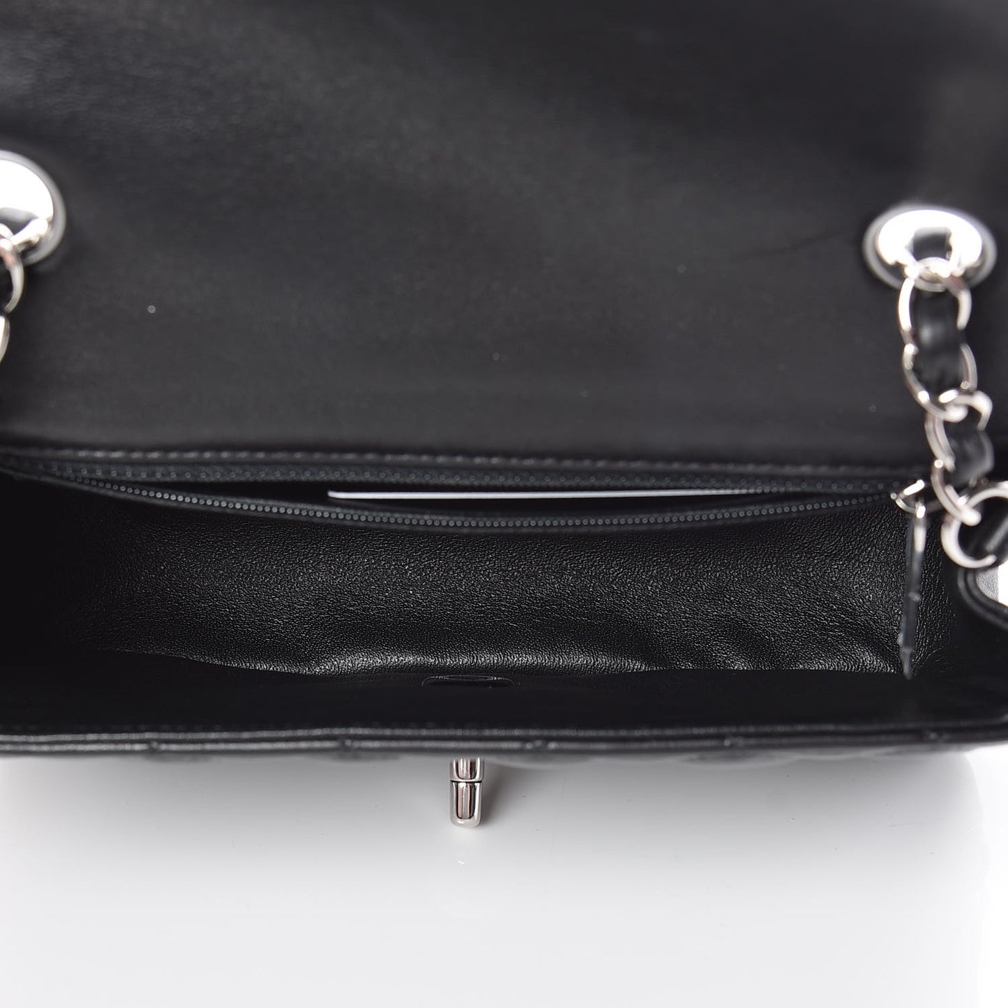 Lambskin Quilted Mini Rectangular Flap Black