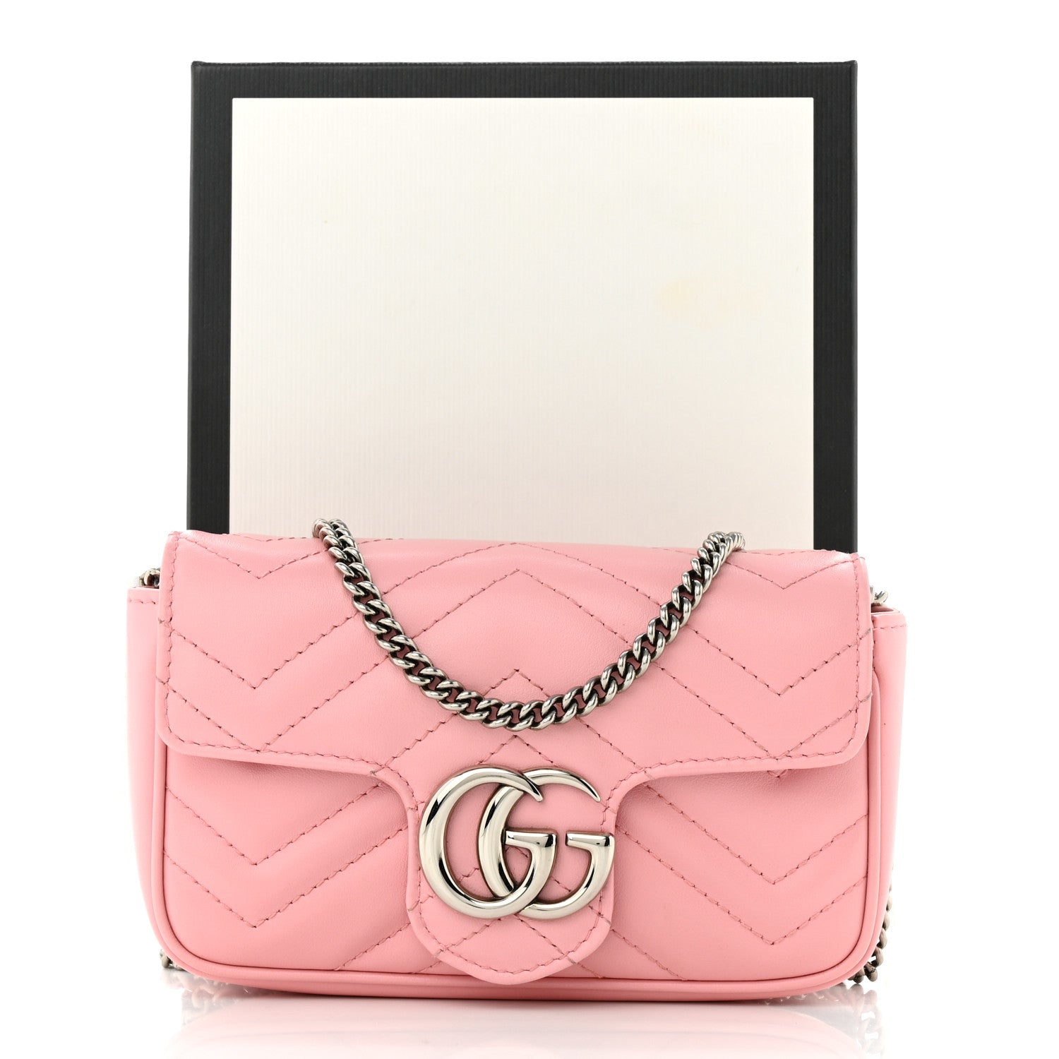 Gucci Calfskin Matelasse Super Mini GG Marmont Shoulder Bag Wild Rose 11 of 11