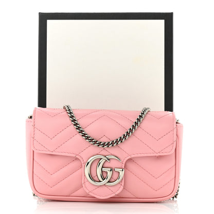 Gucci Calfskin Matelasse Super Mini GG Marmont Shoulder Bag Wild Rose 11 of 11