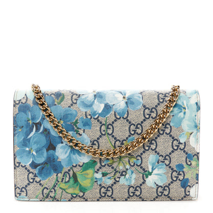 Gucci GG Supreme Monogram Blooms Chain Wallet Blue 1 of 11