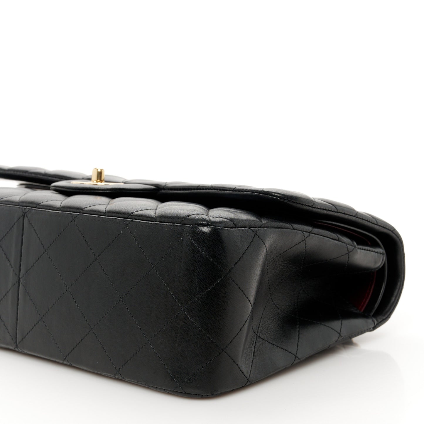 Lambskin Quilted Jumbo Double Flap Black