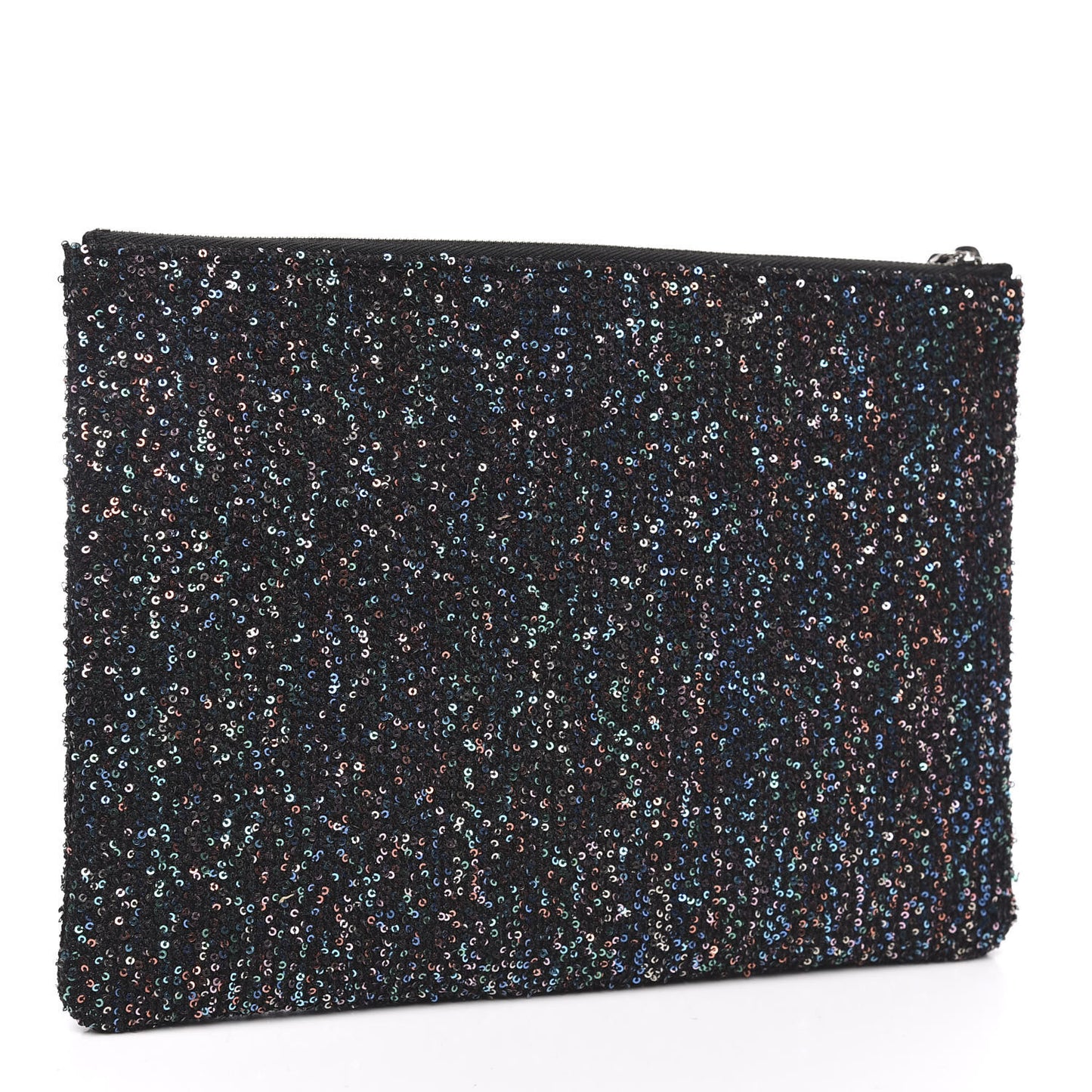 Canvas Sequin Medium Deauville Cosmetic Pouch Black