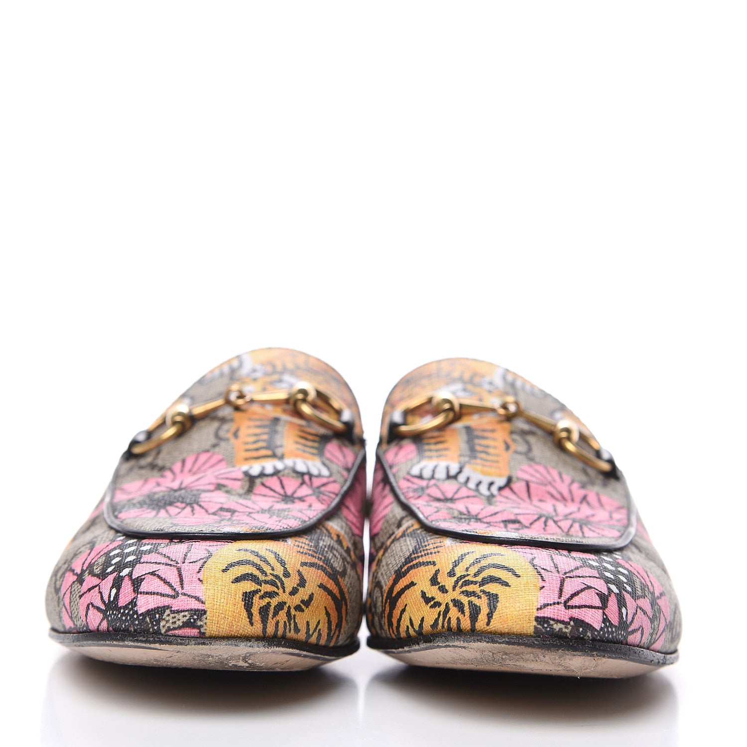 Gucci GG Supreme Monogram Bengal Womens Princetown Slippers 35 Beige Crop Pink 2 of 11