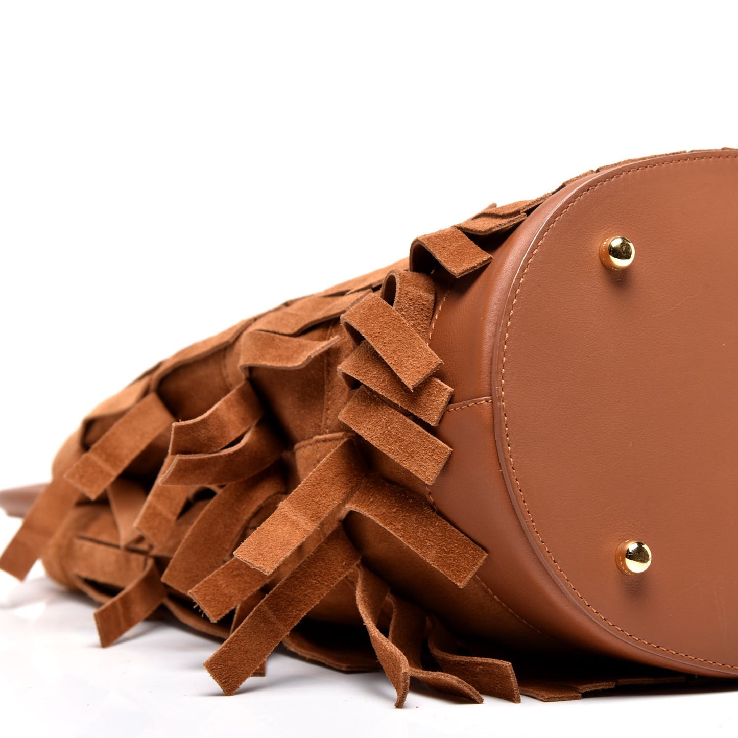 Prorsum Suede Fringe Bucket Bag Cognac