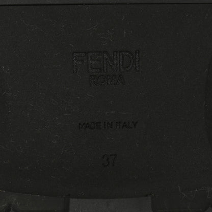 Fendi Vitello Fabric Jacquard Karligraphy Embroidered Womens Combat Boots 37 Black 6 of 6