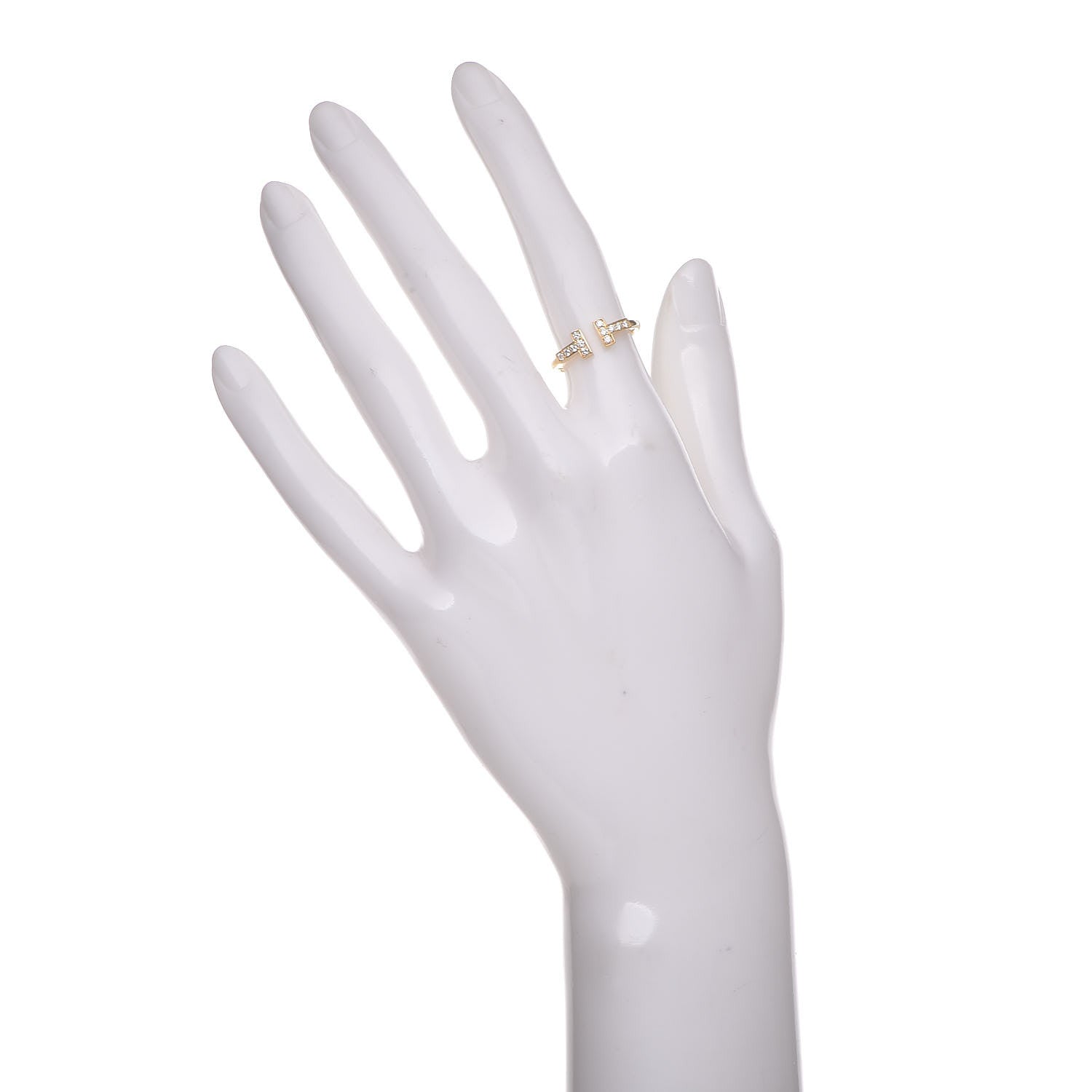 Tiffany 18K Yellow Gold Diamond T Wire Ring 49 5 2 of 5