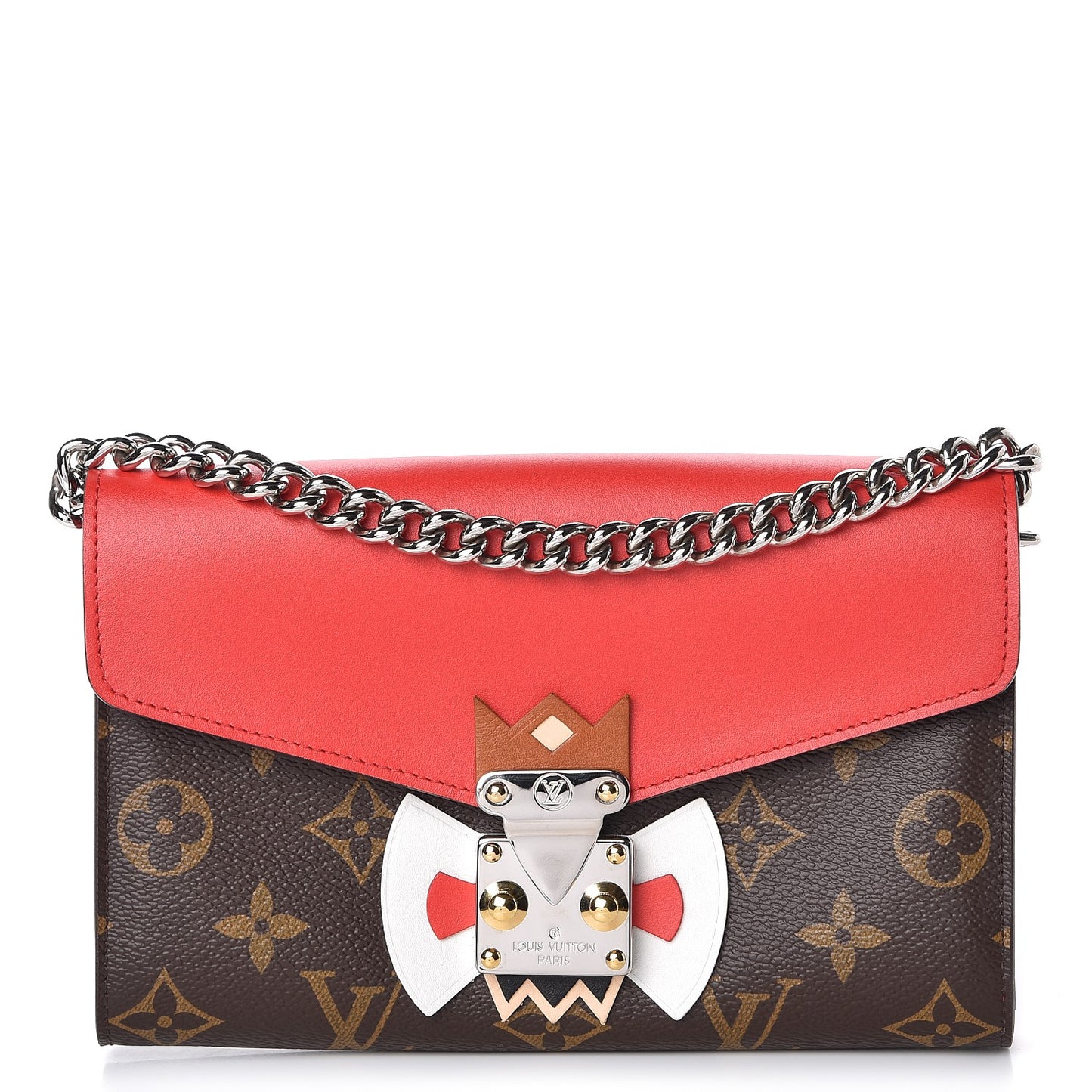 Monogram Tribal Mask Chain Wallet Rouge