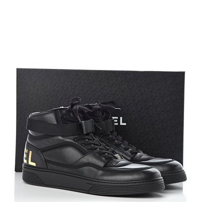 Chanel Lambskin Mens Logo High Top Sneakers 46 Black 11 of 11