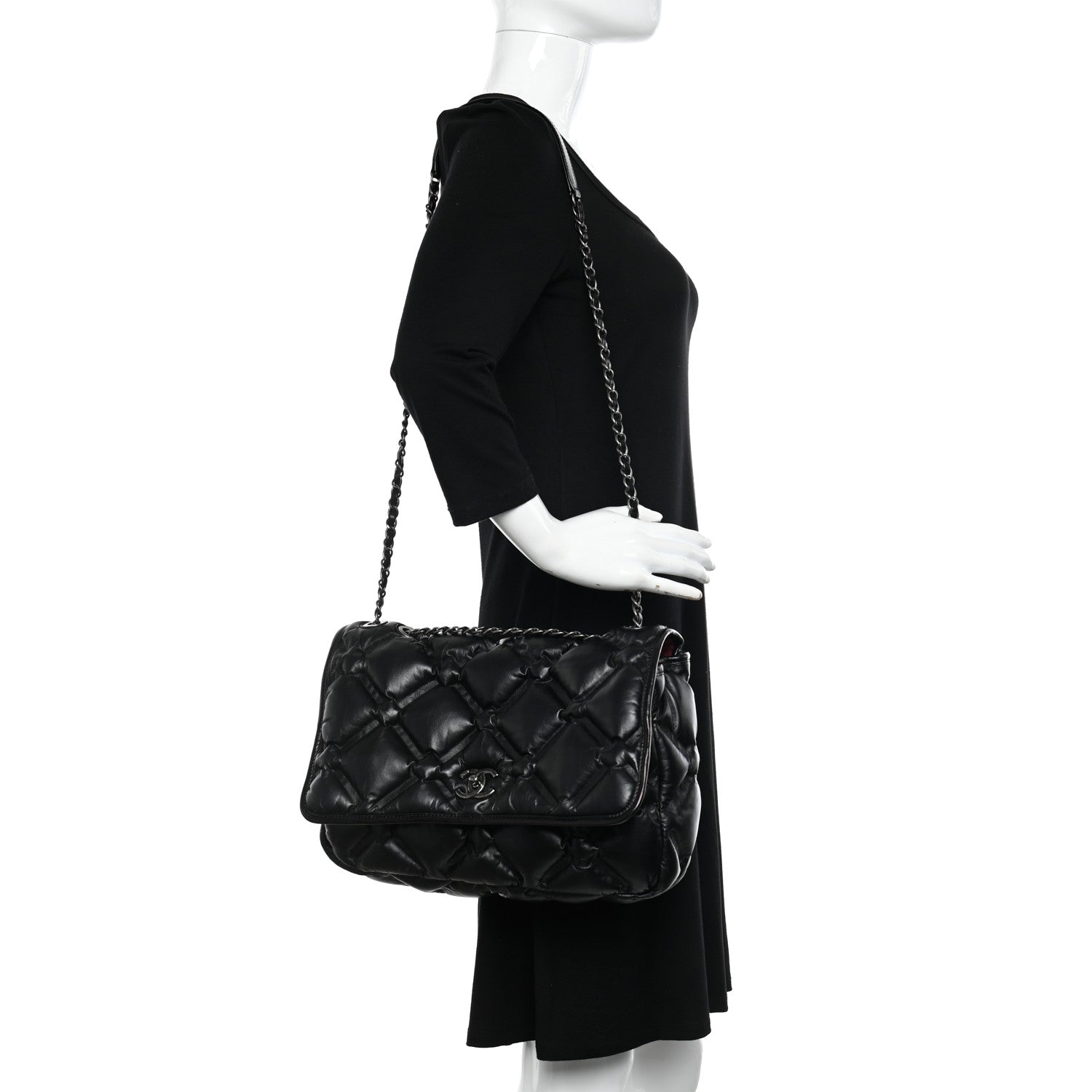 Chanel Calfskin Quilted Large Chesterfield Flap Black 2 of 13