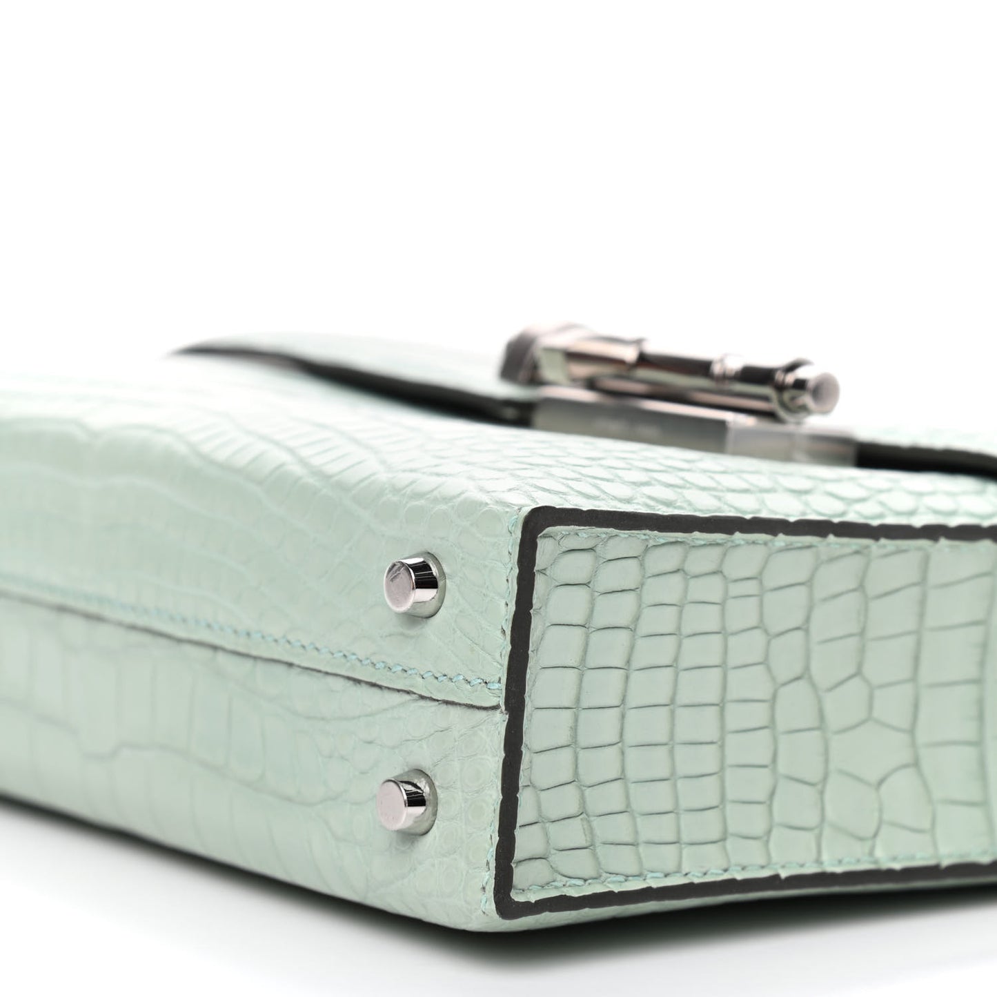 Matte Alligator Mini Verrou Chaine Bag Vert d’eau