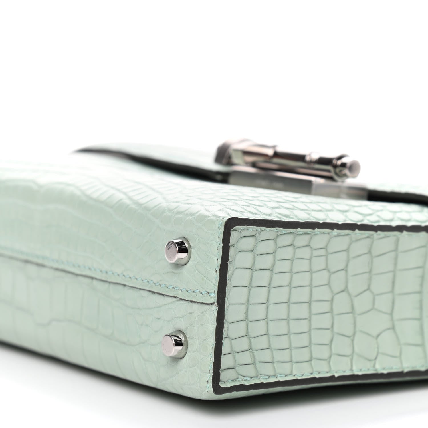 Hermes Matte Alligator Mini Verrou Chaine Bag Vert d’eau 9 of 9