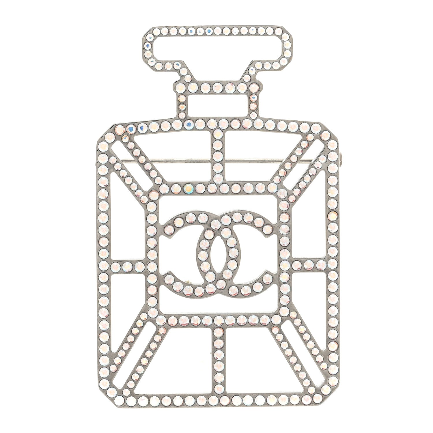 Chanel Ruthenium Crystal Perfume Bottle CC Brooch Iridescent Pink 1 of 3
