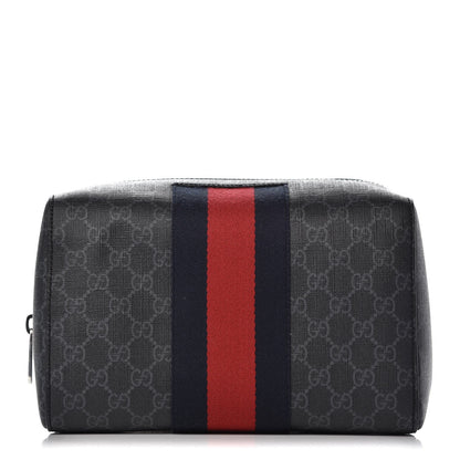 Gucci GG Supreme Monogram Web Toiletry Case Black Grey 1 of 8