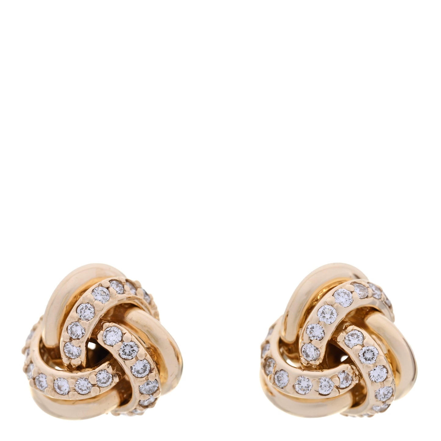 18K Yellow Gold Diamond Love Knot Earrings