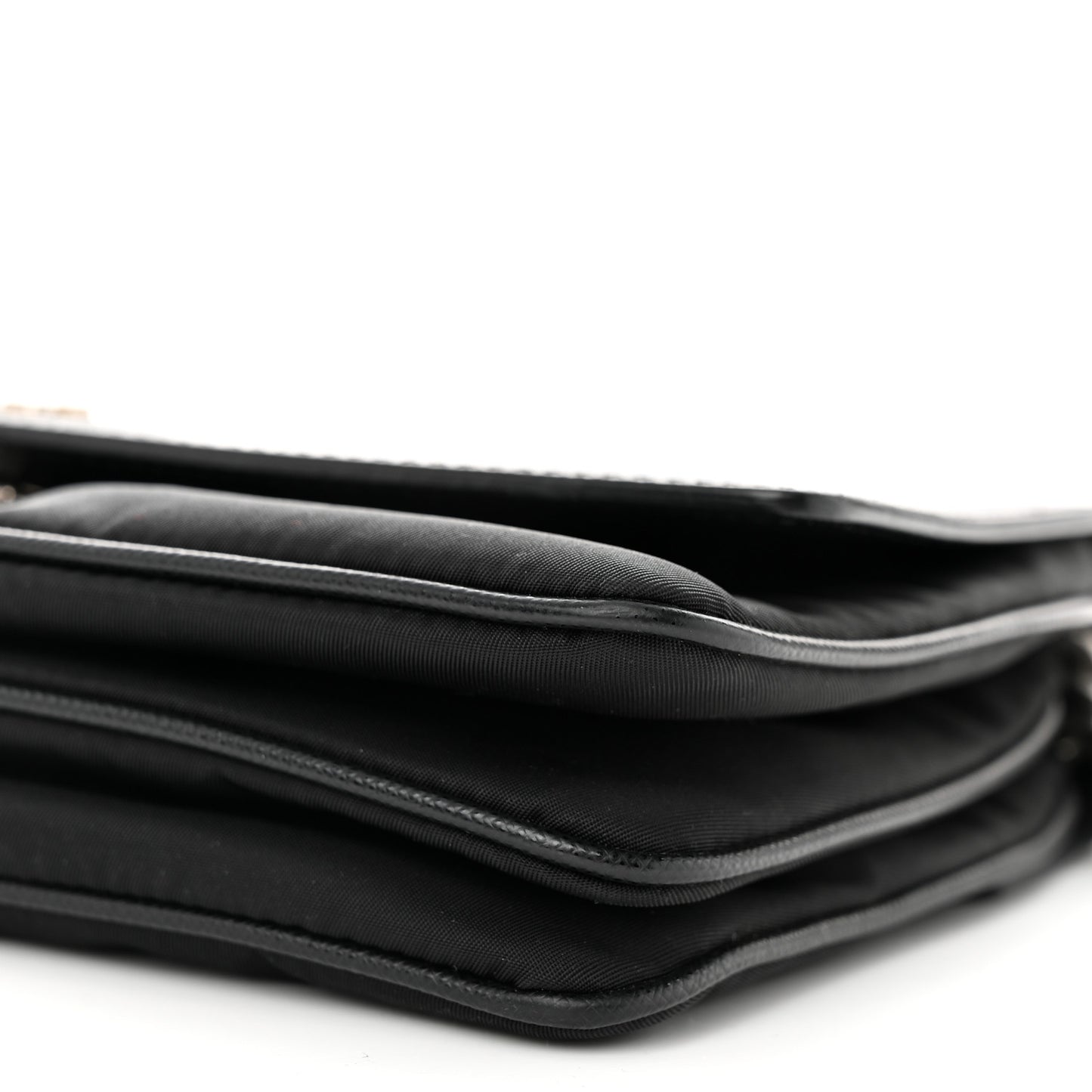 Saffiano Tessuto Nylon Chain Shoulder Bag Black