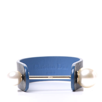 Christian Dior Calfskin Pearl Bracelet S Black Blue 1 of 5