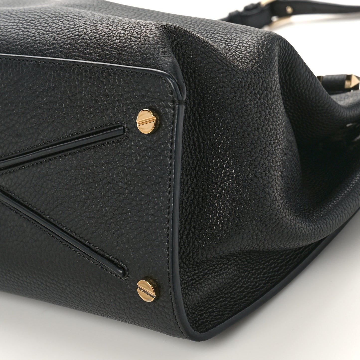 Pebbled Calfskin Large JoyLock Satchel Black