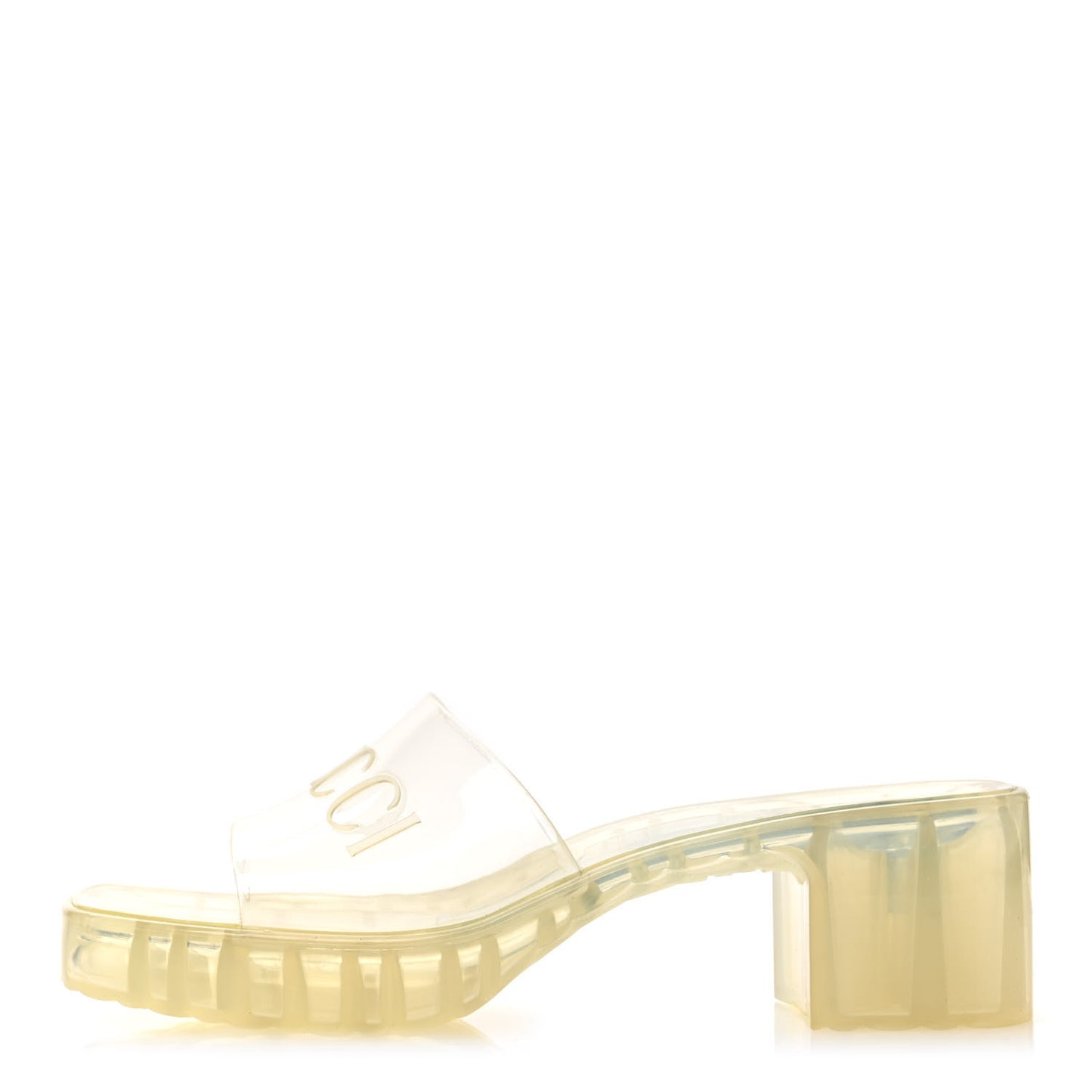 Rubber Gucci Logo Womens Platform 20/60mm Slide Sandals 37 Transparent