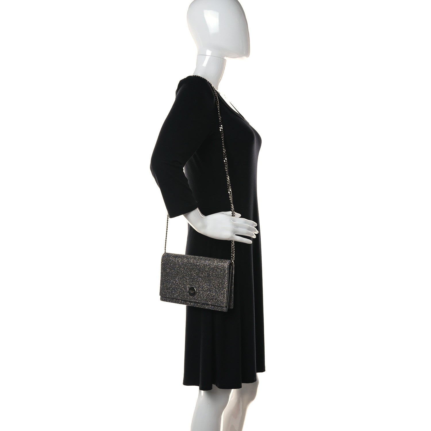 Jimmy Choo Glitter Florence Wallet on Chain Anthracite 2 of 11