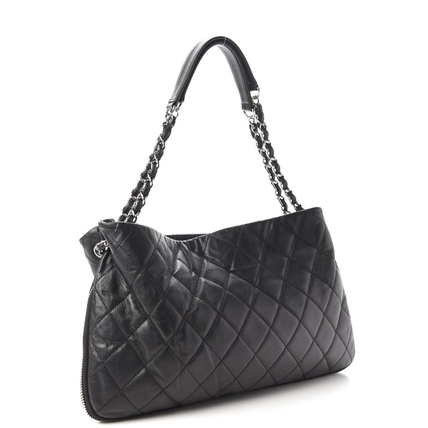 Chanel Caviar Quilted Expandable Zip Shoulder Bag Black 2 of 16