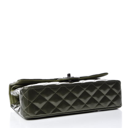 Chanel Striated Patent Quilted Medium Double Flap Green 4 of 14