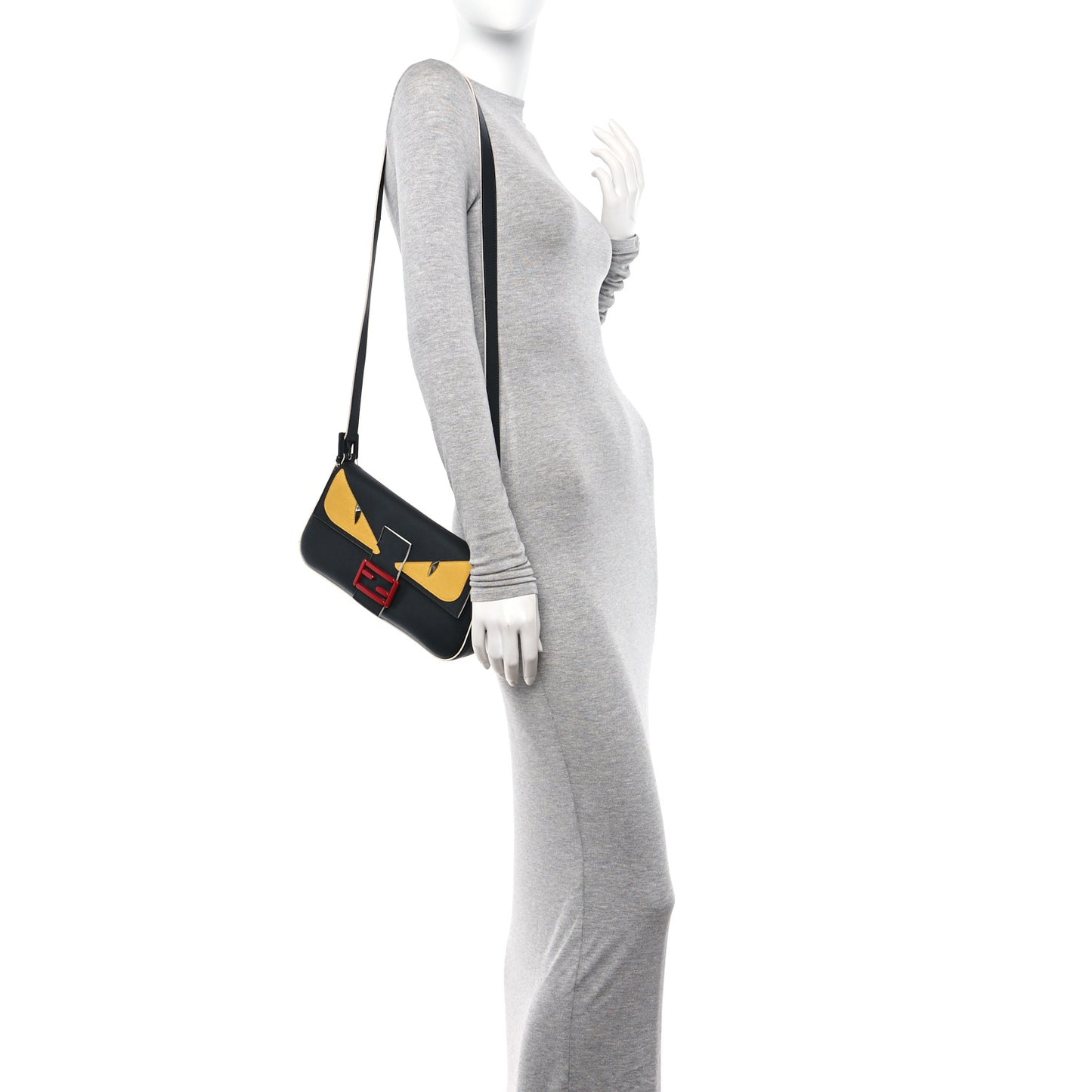 Vitello Dolce Elite Monster Eyes Bi-Color Baguette Black Yellow