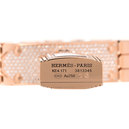 Hermes 18K Rose Diamond Pave 16mm Kelly Quartz Watch 5 of 6