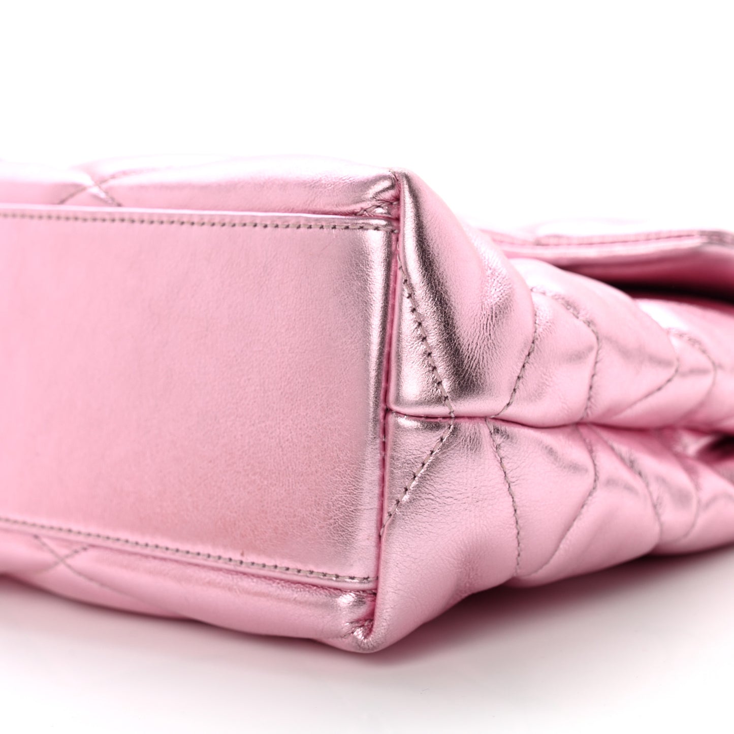 Metallic Lambskin Quilted Sade Puffer Envelope Clutch Pink