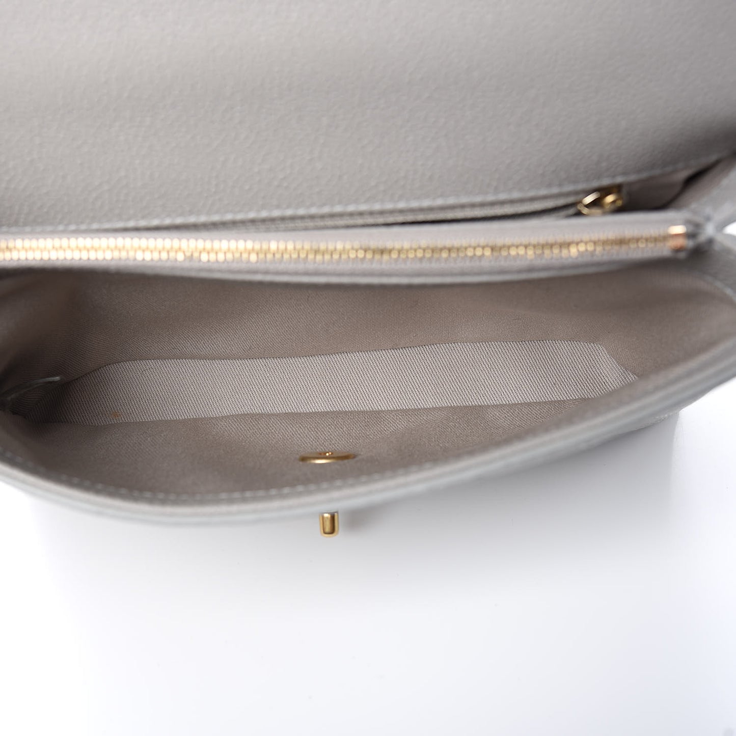 Grained Calfskin Small Stitched Flap Grey