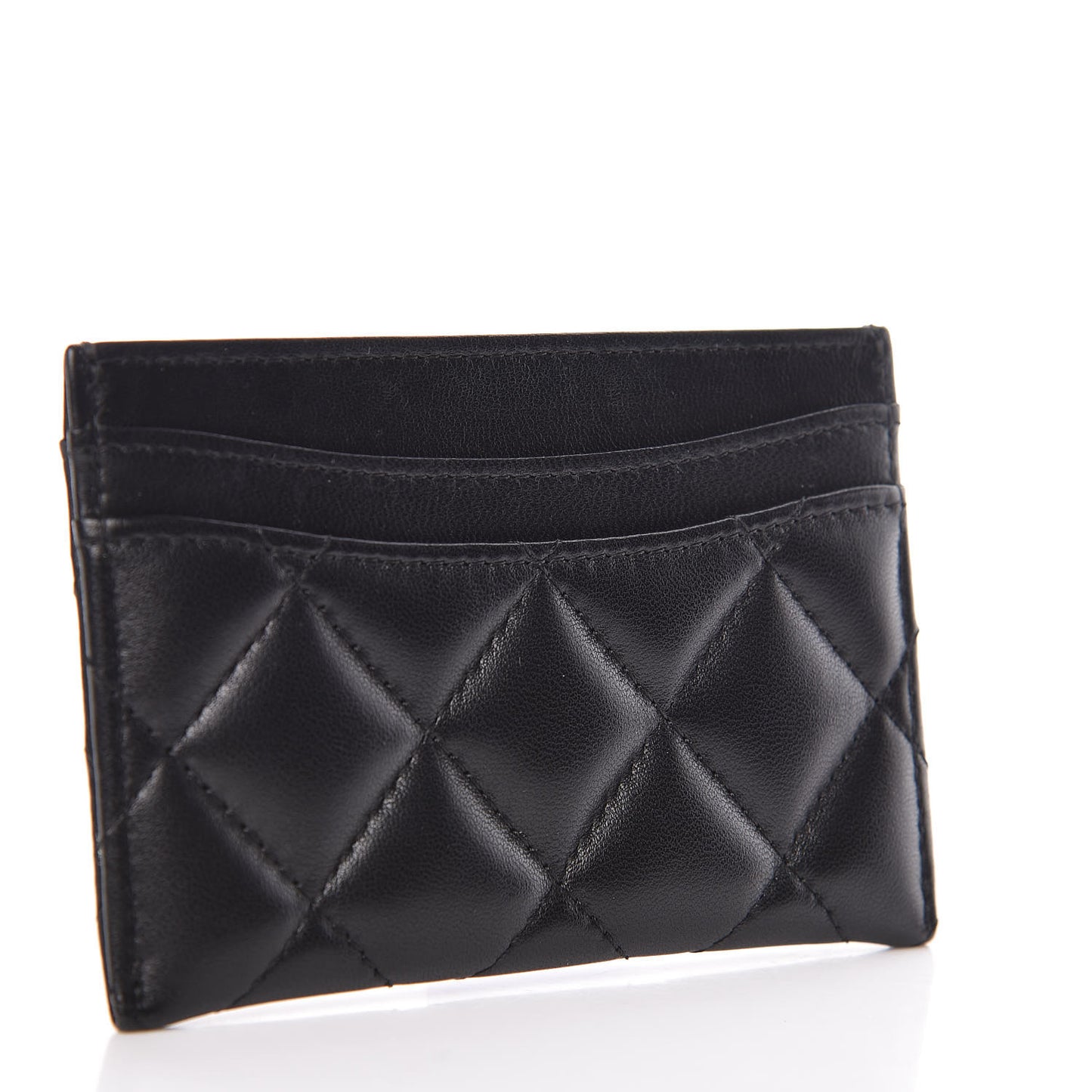 Lambskin Quilted Card Holder Black