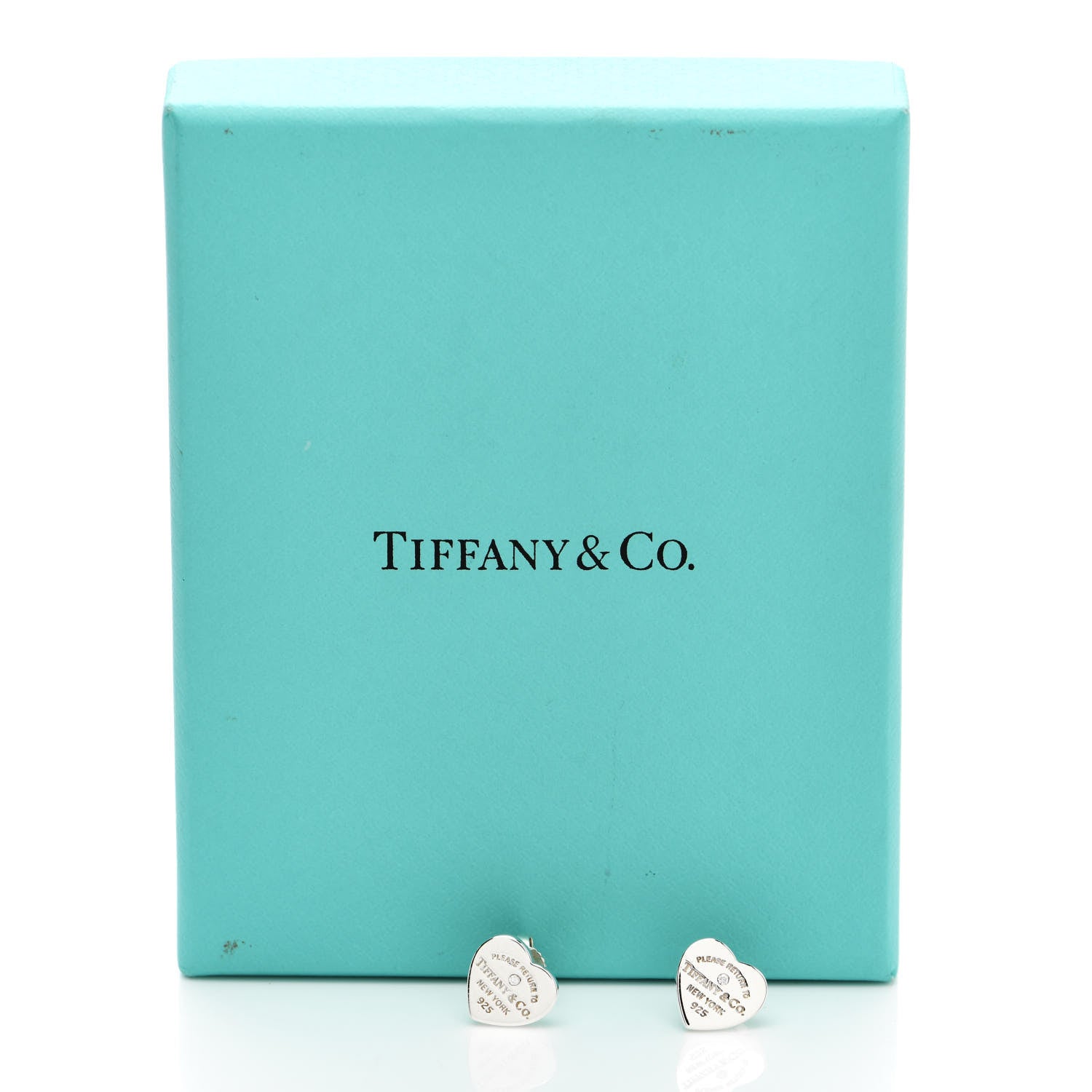 Tiffany Sterling Silver Diamond Mini Return To Tiffany Heart Tag Earrings 5 of 5