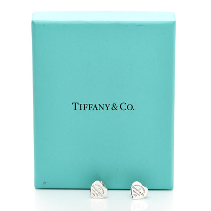 Tiffany Sterling Silver Diamond Mini Return To Tiffany Heart Tag Earrings 5 of 5