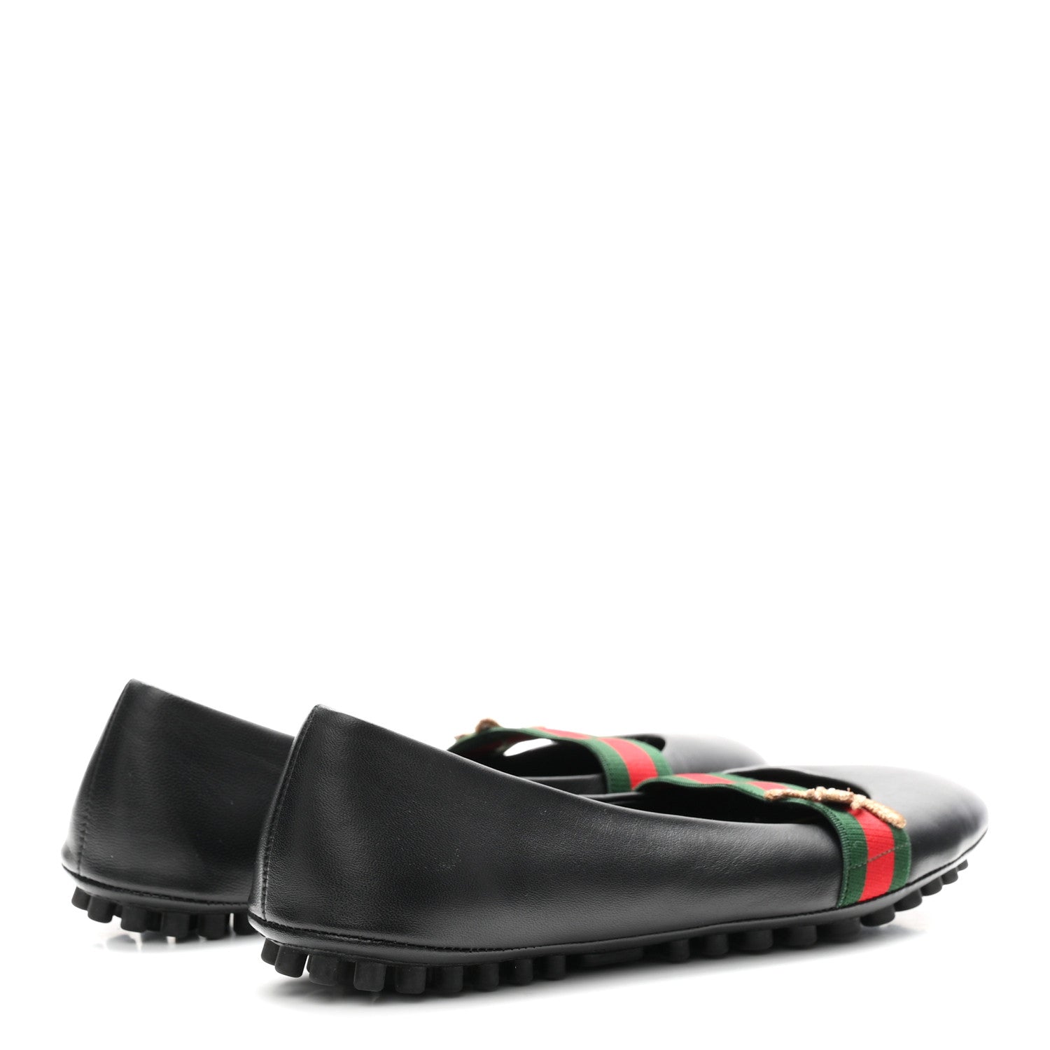 Gucci Calfskin Bayadere Bee Ballerina Flats 35.5 Black 5 of 10